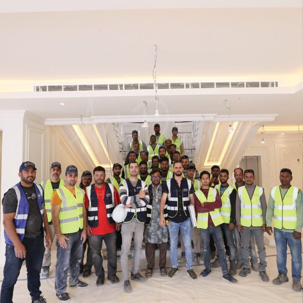 Art deco design Engineers and worker Team